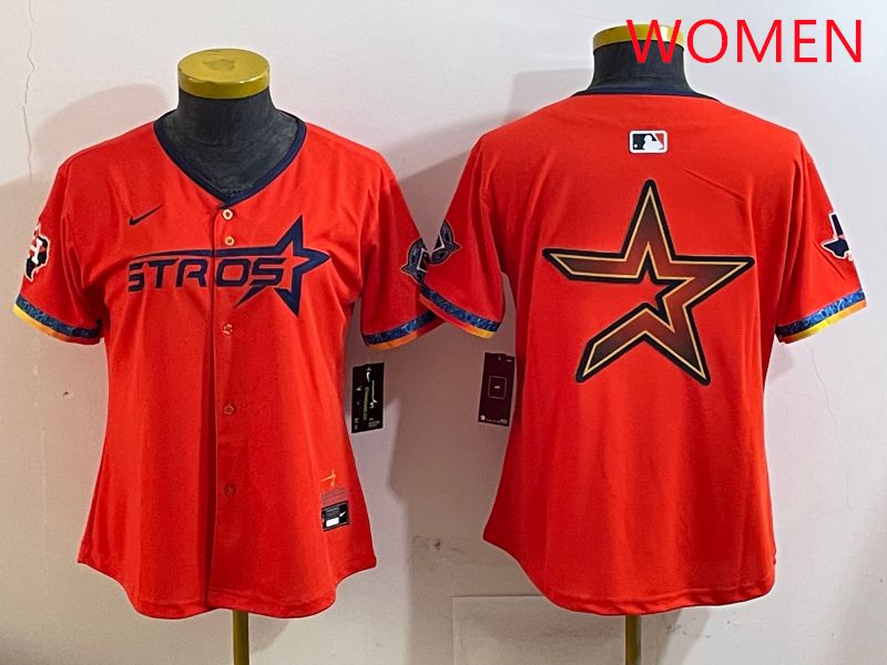 Women Houston Astros Blank Orange Fourth generation Joint Name 2025 Nike MLB Jersey style 7->women mlb jersey->Women Jersey